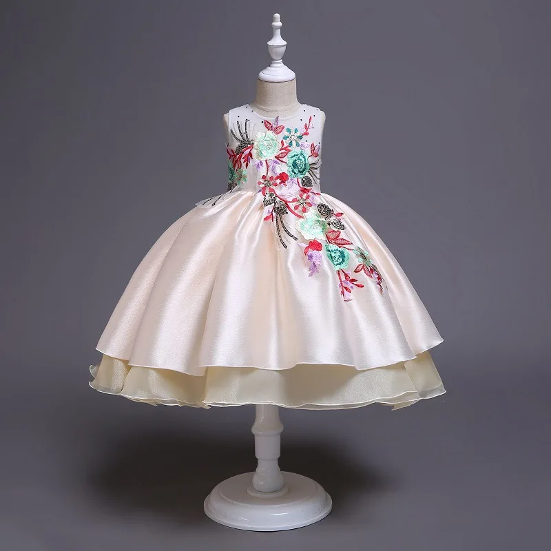 Christmas Girl dresses / Embroidery flower Girls dress with ribbon sash | Детская одежда и обувь