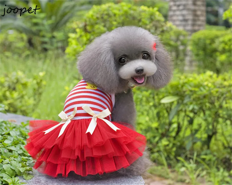 Free Drop Shipping 3 Colors Stripes Lace chiffon Pet tutu summer Dress Outfit Puppy chihuahua girl dog clothes Clothes Apparel | Дом и сад