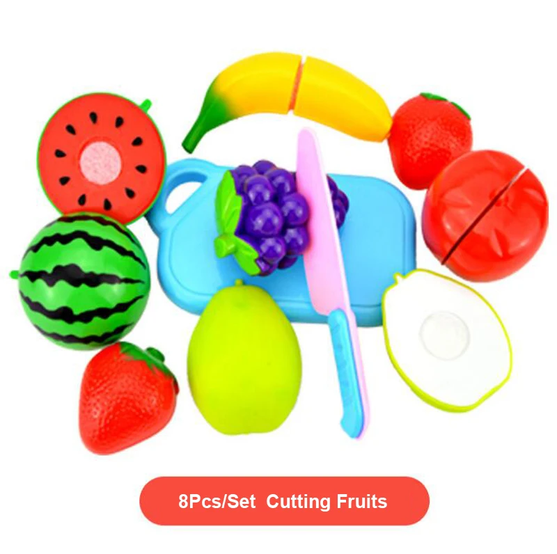 A0801 Fruit 8Pcs Новинка ролевые игры пластиковая пищевая игрушка резка фрукты овощи еда ролевые игры Дети для детей GYH - Цвет: A0801 Fruit 8Pcs