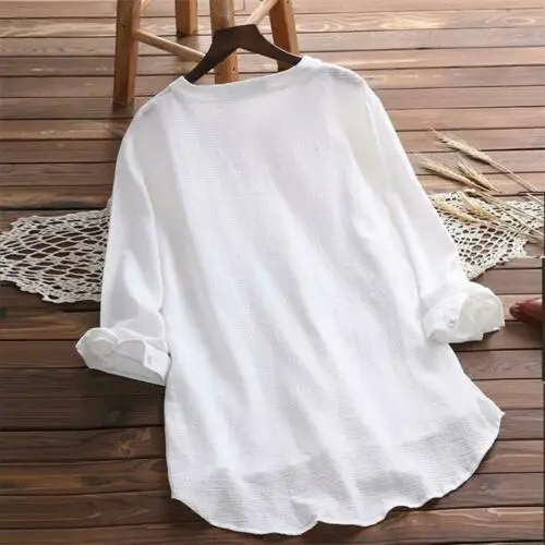 Модные женские хлопковые повседневные летние топы блузка туника с длинным