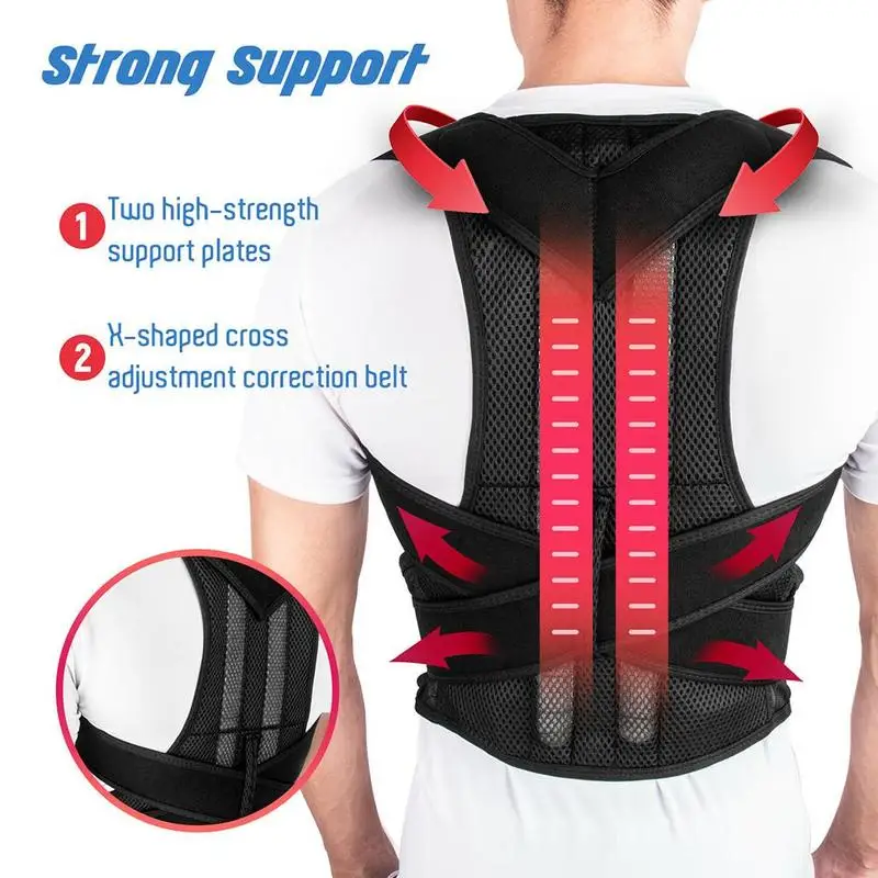 

Supports Proper Posture and Relieves Back Pain Adjustable straps Breathable Fabric Magnetic Posture Corrector Corset