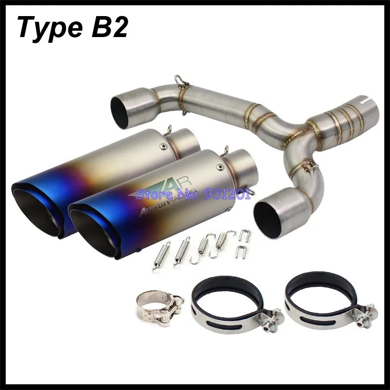 For Suzuki GSR600 GSR400 BK600 BK400 Exhaust System Muffler Pipe Dual Middle Link Pipe with 2PCS AR Austin Racing Exhaust Pipe