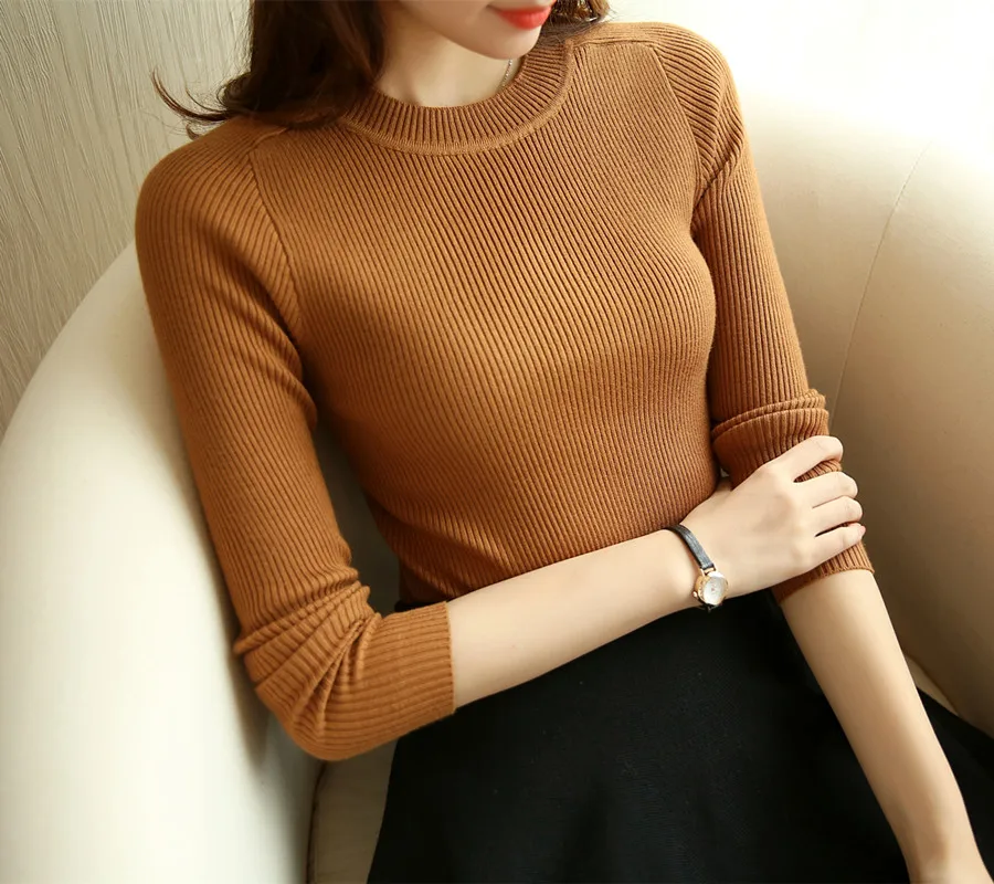 Новинка осени 2017 корейский пуловер женский короткий с длинным рукавом и круглым