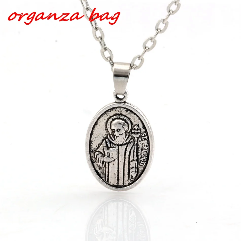 Hot ! 2pcs Zinc Alloy St benedict Charms Pendant necklace Clavicle chain c11