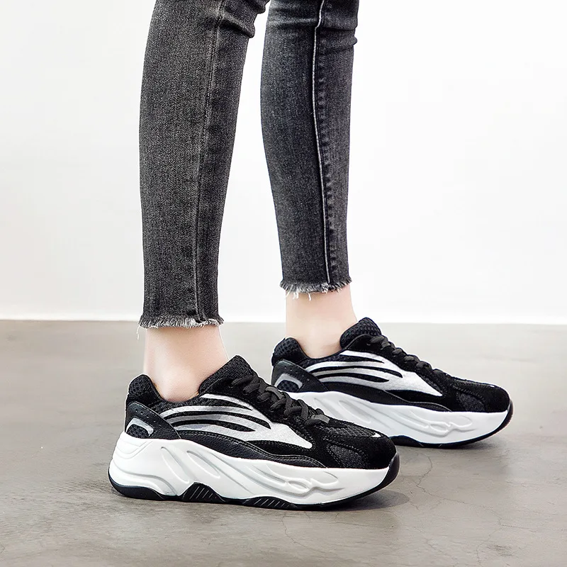 Женские кроссовки на платформе Moda Mujer Zapatos дизайнерская обувь шнуровке весна 2019 |
