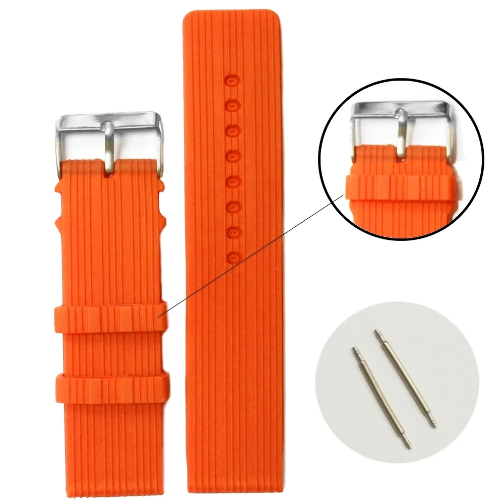 

24mm Orange Color Silicone Jelly Rubber Ladies Men Watch Band Straps WB1071H24JB