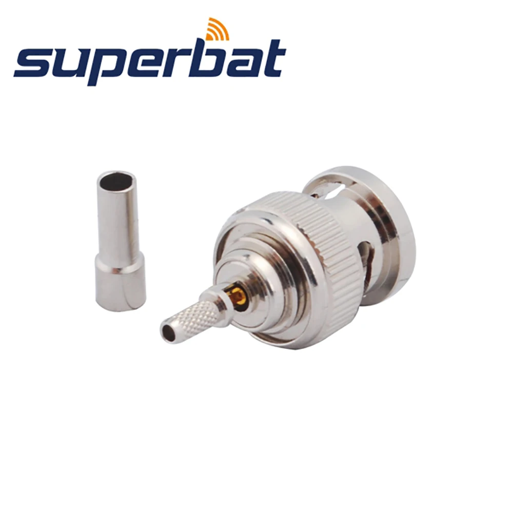 Superbat 10pcs RP-BNC Crimp Male(Female Pin) Connector for RG316 RG179 RG178 1.13mm 1.37mm Cable