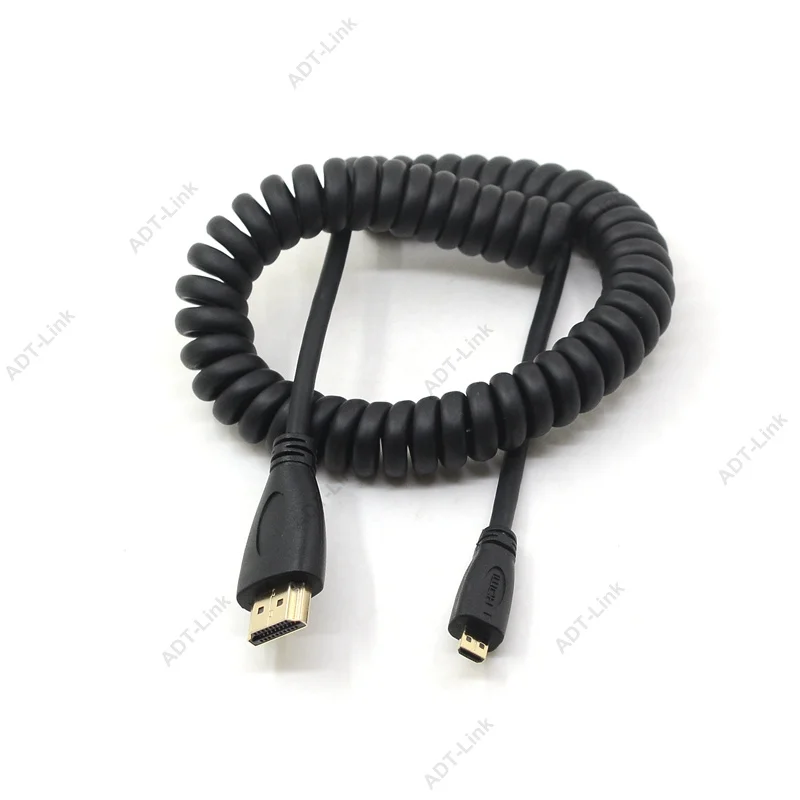 Прямой угол Micro HDMI совместимый пружинный гибкий кабель V1.4 DSLR 0 5 м/2 м от A типа до D
