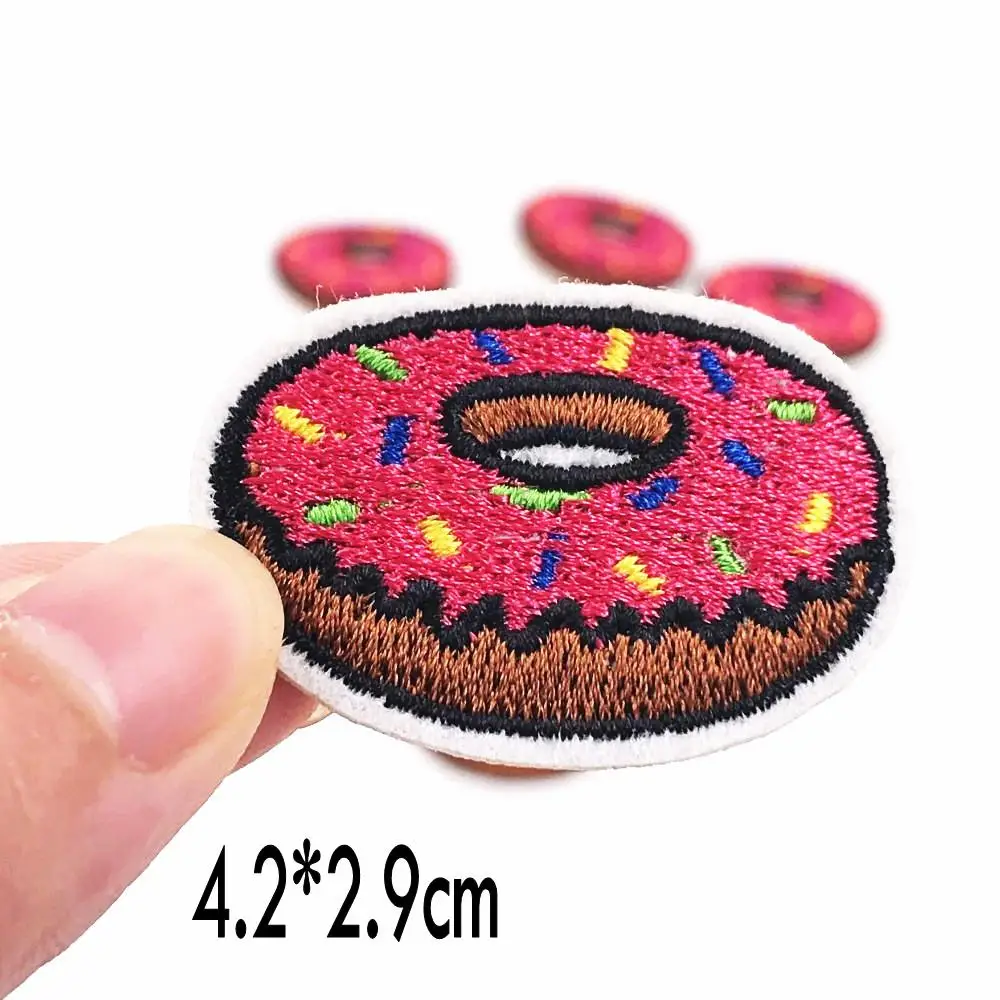 

10 pcs Donuts patches badges for clothing iron embroidered patch applique iron sew on Diy patches sewing accessories for clothes