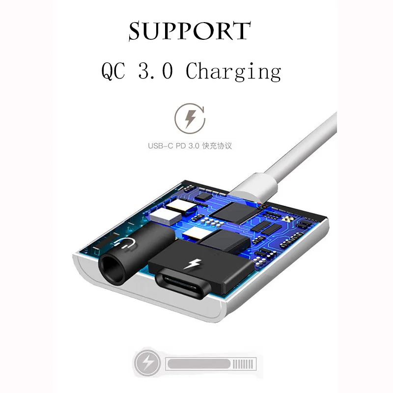Original 2 in 1 3.5mm Jack Aux Audio Charger Adapter for iPhone X XS MAX XR Fast Charging Earphone Call Remote | Мобильные телефоны