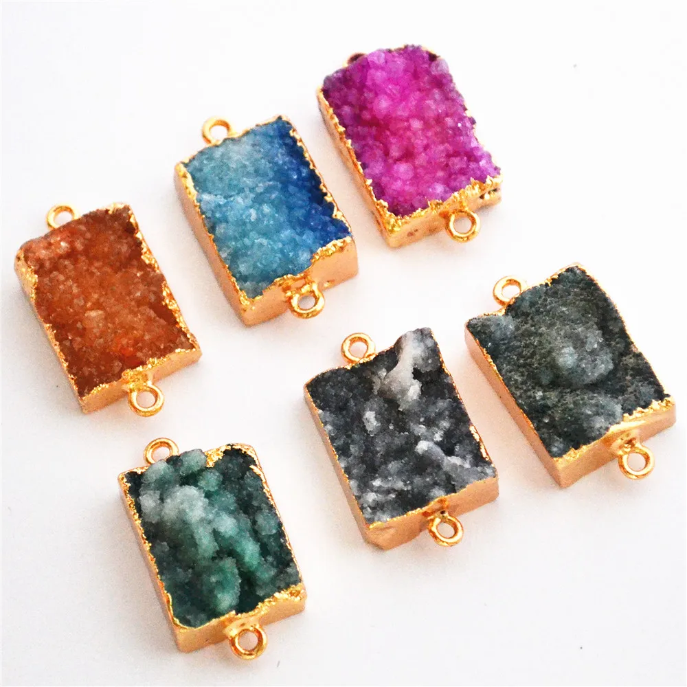 20*16 мм Натуральный камень Jewelry поставщиков золотые Кристалл драгоценного камня кусочек кулон Агаты разъем Drusy Агаты ломтики Талисманы 5 шт