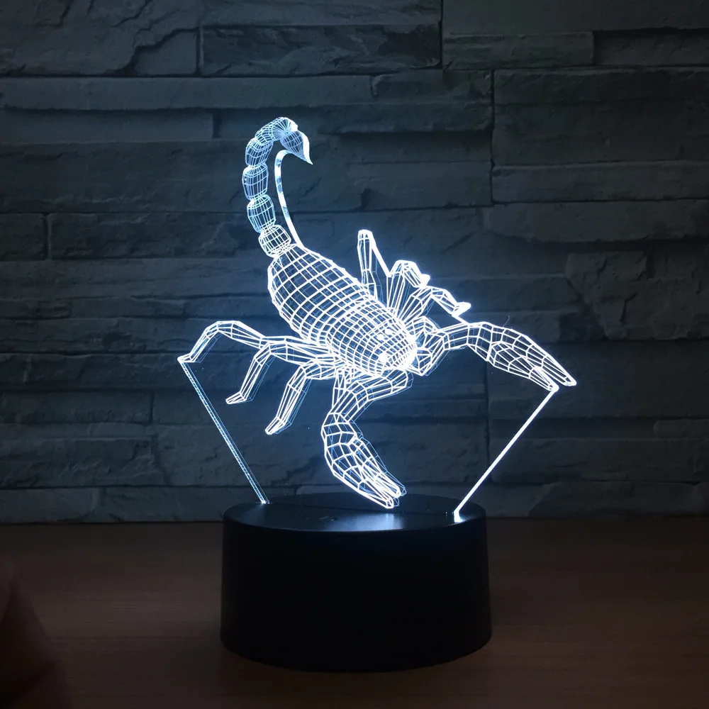 Скорпион 3D светодиодный светильник 7 цветов RGBW домашний декор атмосферу ночной