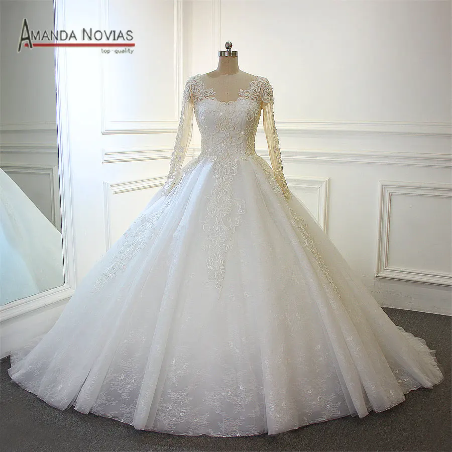 Платье с длинным шлейфом gelinlik 100% высокое качество настоящая работа фото|quality wedding