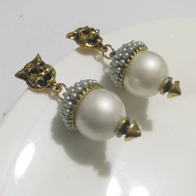 Новый бренд! Винтажное жемчужное леопардовой расцветки серьги со шпилькой для