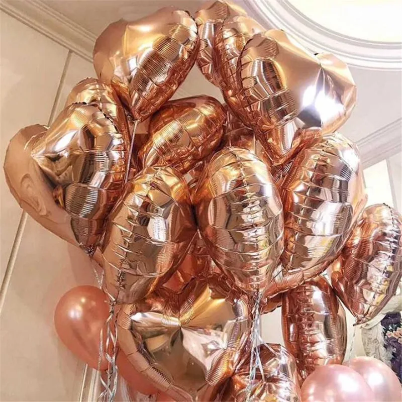 

50pcs/100pcs 18inch Rose gold heart foil balloons birthday Wedding Decoration Valentine's Party Helium Love Heart Balloon