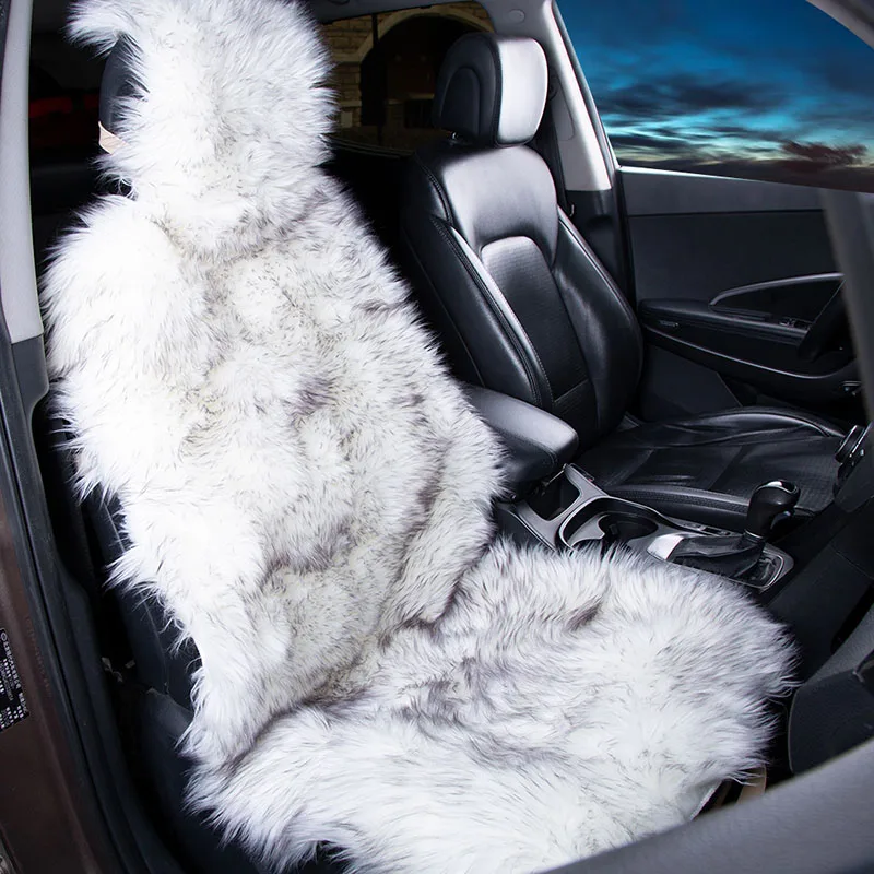 1x Snow Seat KAWOSEN 1 шт. длинный чехол для сиденья из искусственного меха, универсальные чехлы для сидений автомобиля из искусственного плюша, милые плюшевые подушки для сиденья LFFS02 - Название цвета: 1x Snow Seat