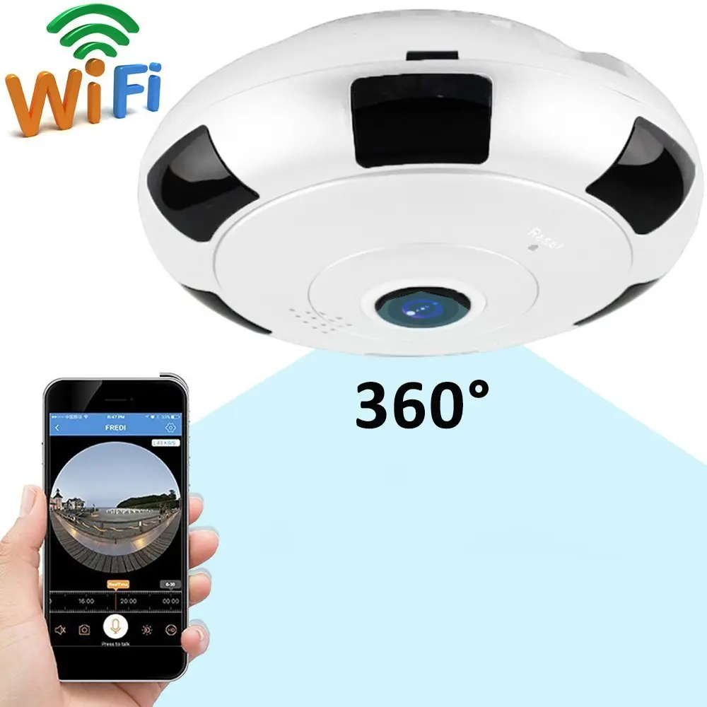 Kruiqi HD 1080P WiFi ip-камера 360 градусов 1.3MP беспроводная камера видеонаблюдения рыбий глаз мини-камера для хранения видео Макс 64 Гб пульт дистанционного IR-CUT аудио-вход