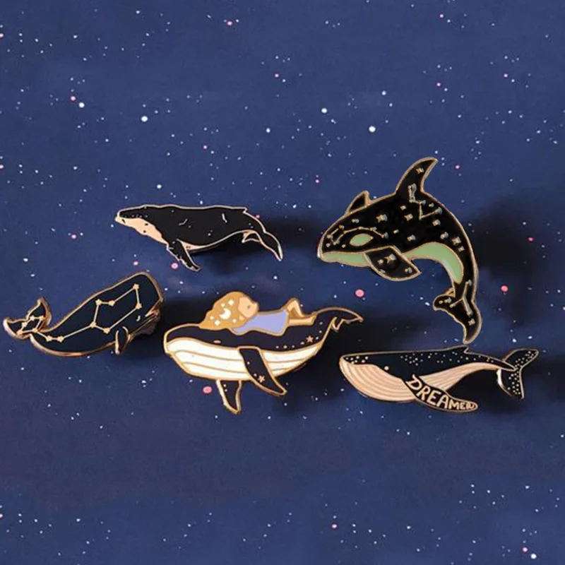 Булавки и Броши прекрасные дельфины КИТ сортировщик эмалированные значки на