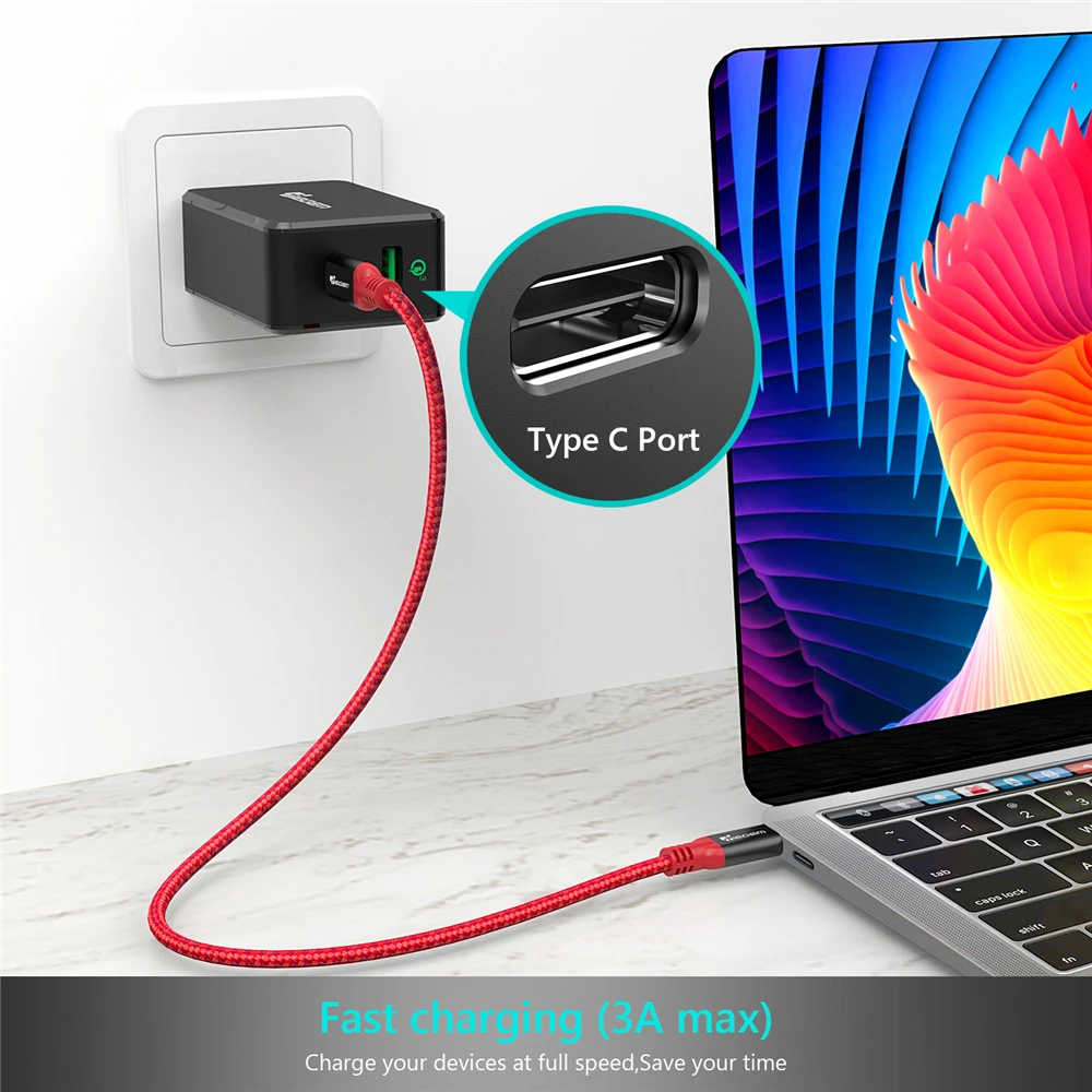 Кабель зарядный TIEGEM USB Type C с поддержкой быстрой зарядки и шнуром 3 1|Кабели для
