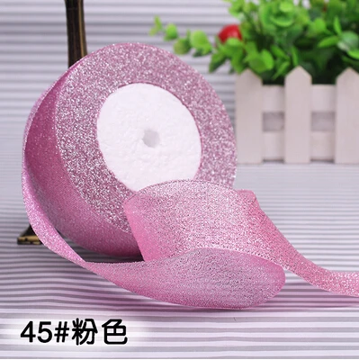 (25 ярдов) 1-1/2 '❀ мм блестящие металлические ленты красочная лента из органзы