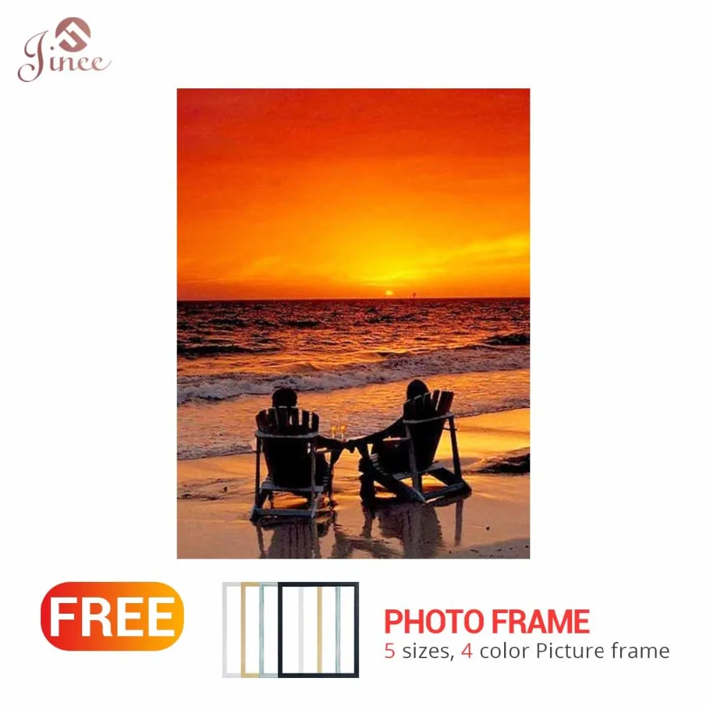 

Beach Diamond Embroidery sale Sunset Seaview Landscape Diamond Painting Stitch Cross Handmade Mosaic Rhinestones Pictures Gift