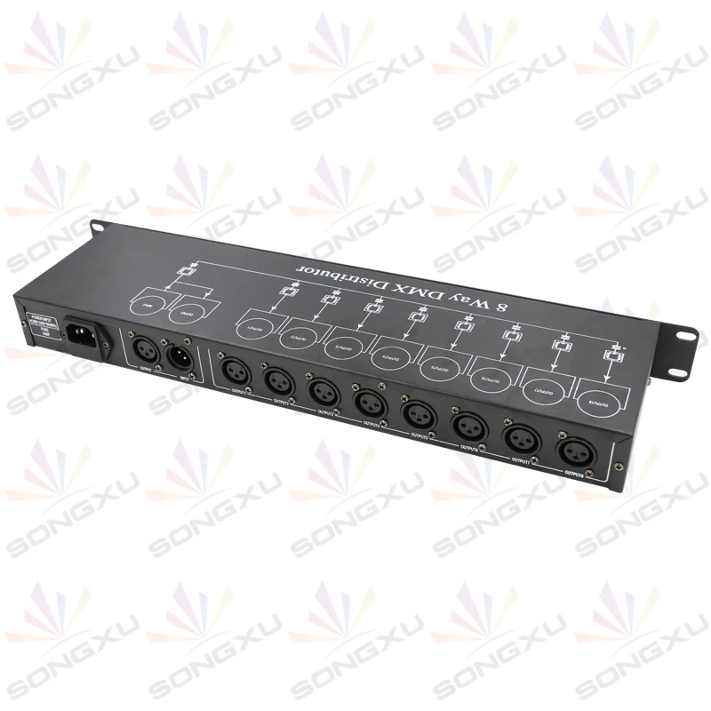 DMX512 разветвитель освещения Φ 8 way DMX распределитель для вращающейся головки par Can
