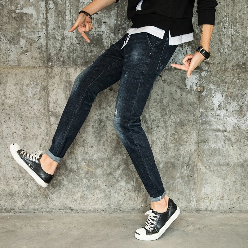 2018 новые весенние модные обтягивающие джинсы мужские длинные джинсовые брюки с