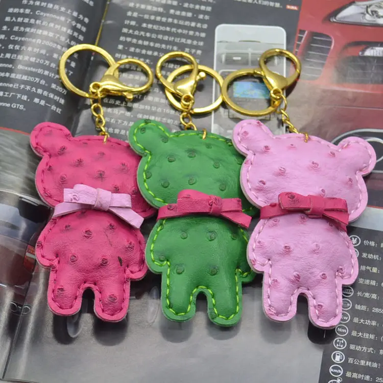 

Leather Keychain Cute Bear Women Car Key Chain Pendant Keyring Cover Holder Purse Handbag Bag Charms Trinket Chaveiro Llaveros