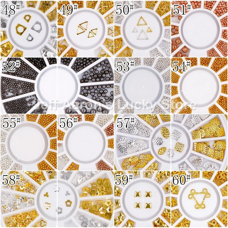 1 колесо золотые серебряные полые 3D украшения для дизайна ногтей Смешанная