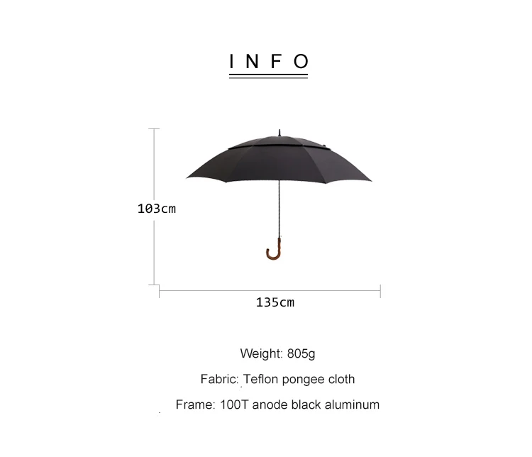 Parachase большой зонт Для мужчин ветрозащитный 135 см двойной Слои Гольф Зонты, дождь 8K ультра-большой Рисунок: цветы деревянной ручкой большой зонт