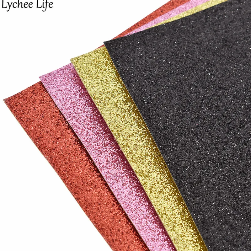 Lychee LifeSelf клей блеск из искусственной кожи Красочные кожаные ткани DIY ручной работы Домашняя одежда текстиль швейная одежда аксессуары
