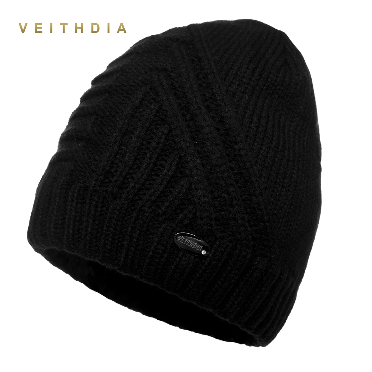 Зимняя шапка VEITHDIA мужские вязаные облегающие шапки теплая мешковатые Брендовые