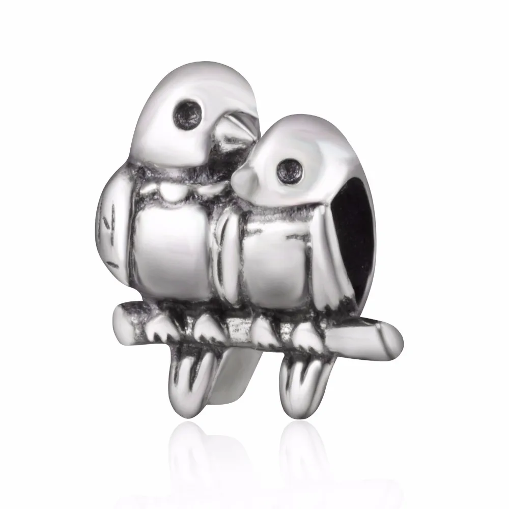 Soulbead для Pandora, подвески, серебро, 925,, пара, птицы, любовь, бусины, фламинго, Тропический попугай, подвеска, Шарм