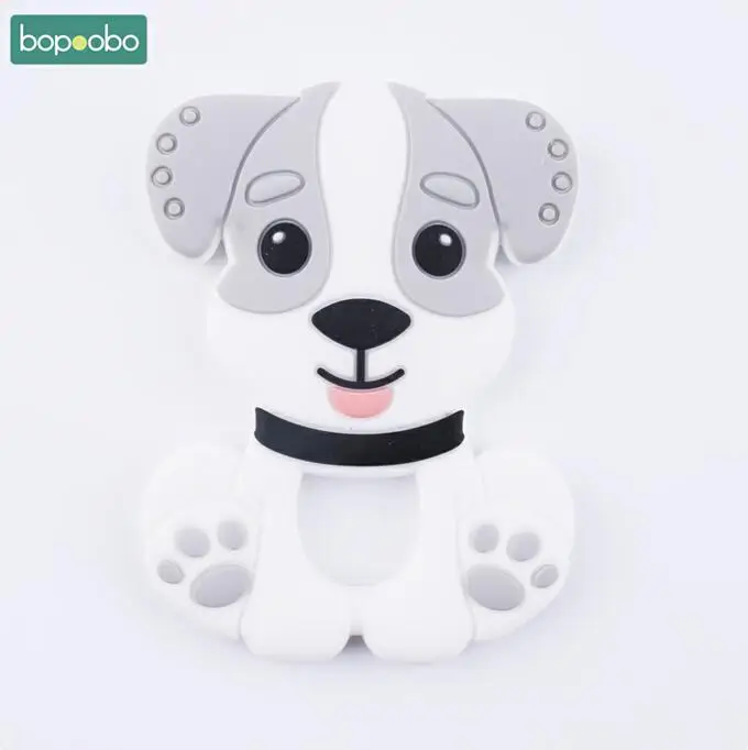 gray Bopoobo 1 шт., Детские аксессуары, силиконовая Подвеска для прорезывания зубов, собачка хаски, пищевые материалы, подвески для кормления, ожерелье, подвеска - Цвет: gray