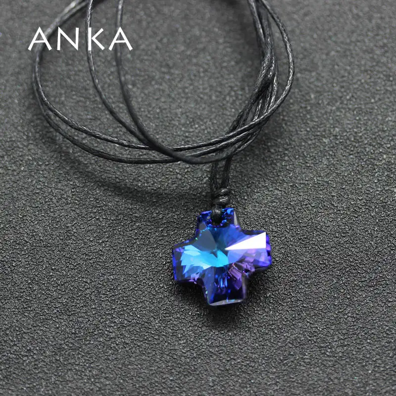 Анка подвеска крестик со стразами ожерелье с хлопком на веревочной цепочке 2*2 см