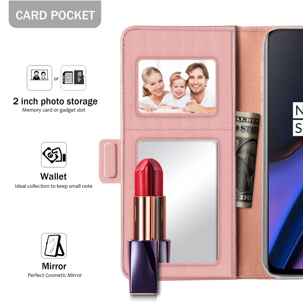 Для Oneplus 7T чехол из искусственной кожи Кошелек откидная подставка чехол с зеркалом и отделениями для карт Fundas для Oneplus 7 7T Pro Чехол