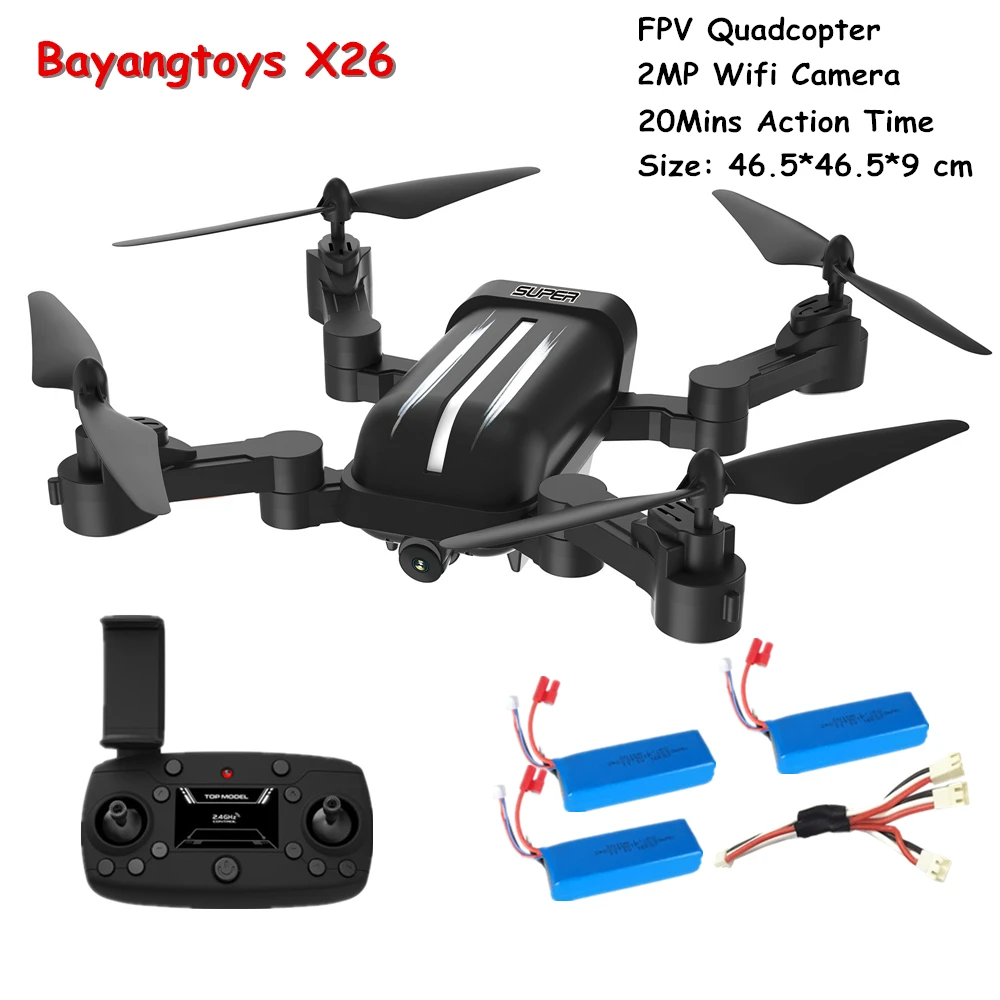 Bayangtoys X26 Радиоуправляемый квадрокоптер с Камера FPV Дрон Wi Fi Вертолет 20 минут Fly