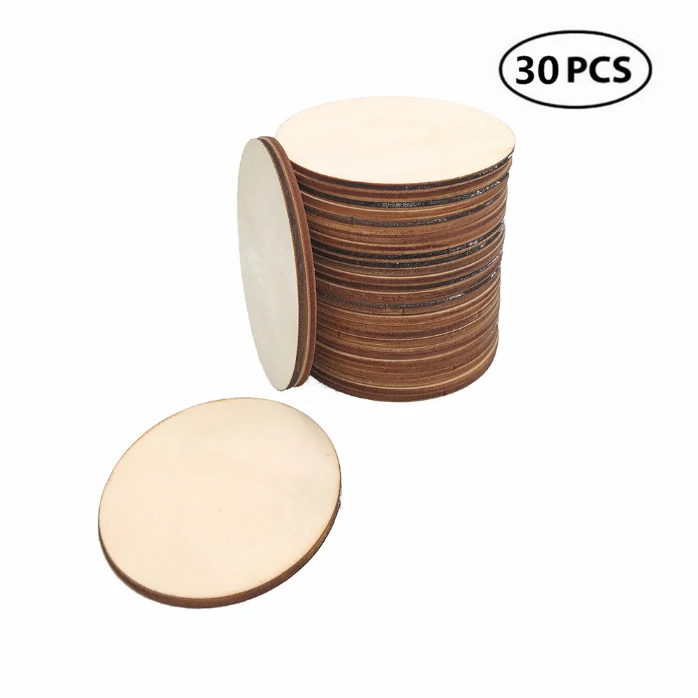 

30 шт. 50 мм 1,96 дюйма круглые деревянные монеты теги деревянные бирки для дня рождения Панели Chore Панели Свадебная вечеринка Декор