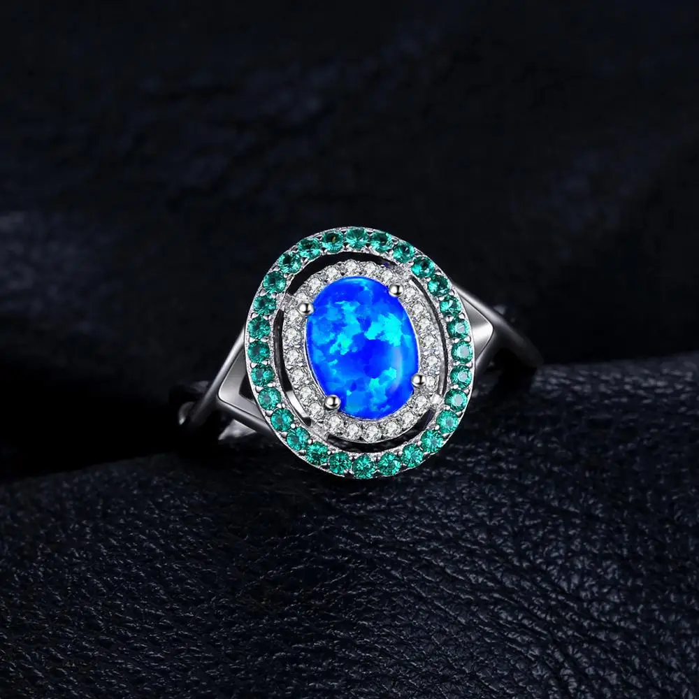 Jewelrypalace модные 1.2ct Овальный создания опал инкрустация Изумрудный коктейль кольцо