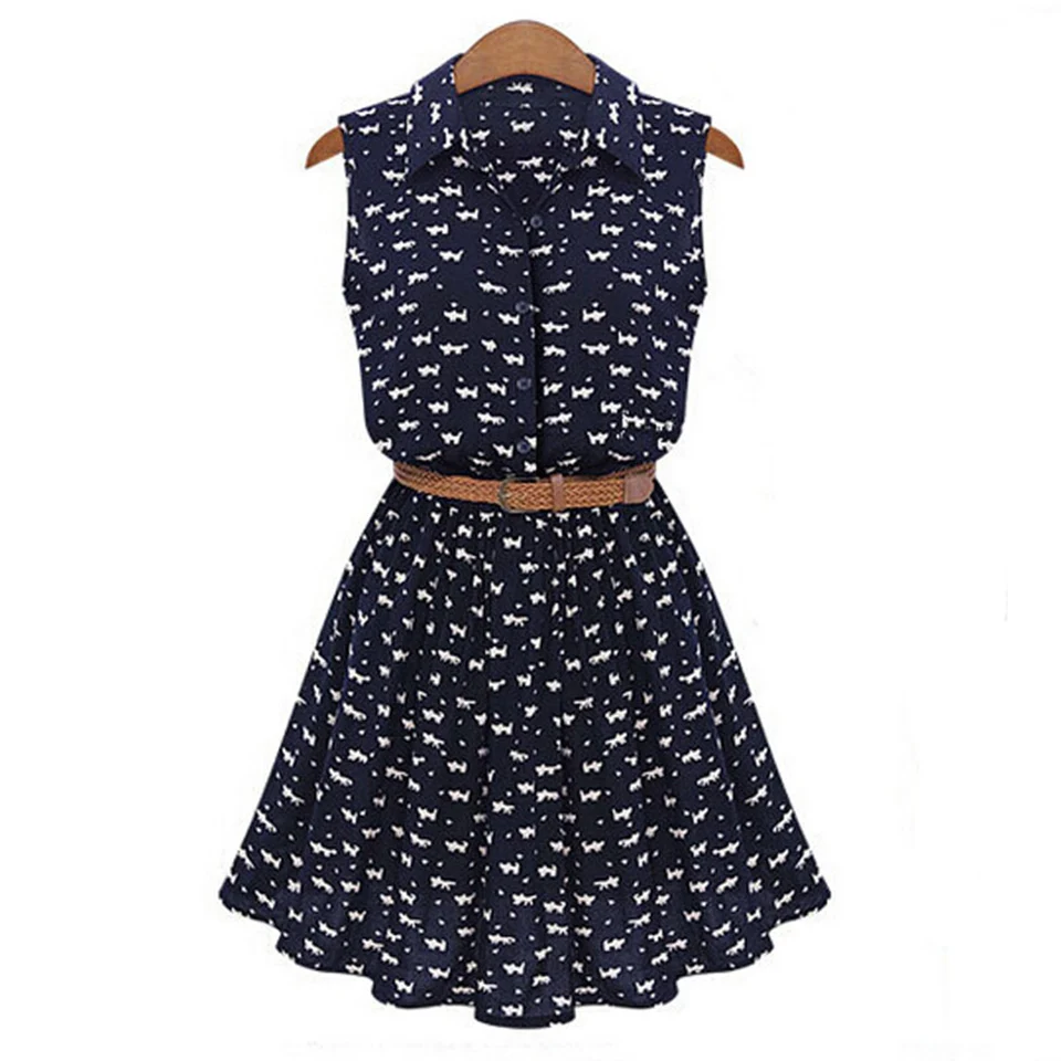 Женское летнее платье рубашка без рукавов с высокой талией и поясом|women dress|summer women