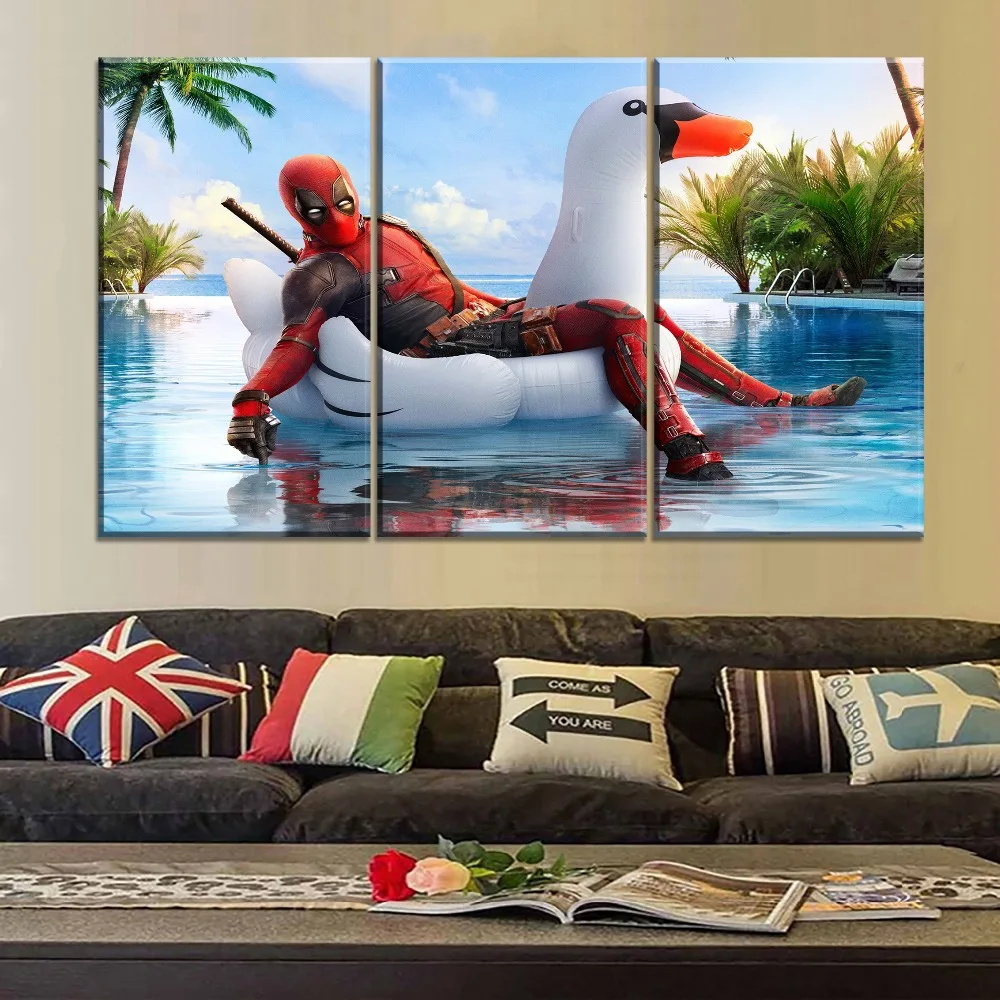 Настенное декоративное изображение 3 шт. топовая Печать на холсте Дэдпул 2