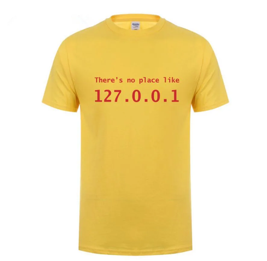 2019 Fashion Print IP Address T-Shirt Men Summer Short Sleeve Cotton There's No Place Like 127.0.0.1 Computer Geek Comedy Tshirt | Мужская
