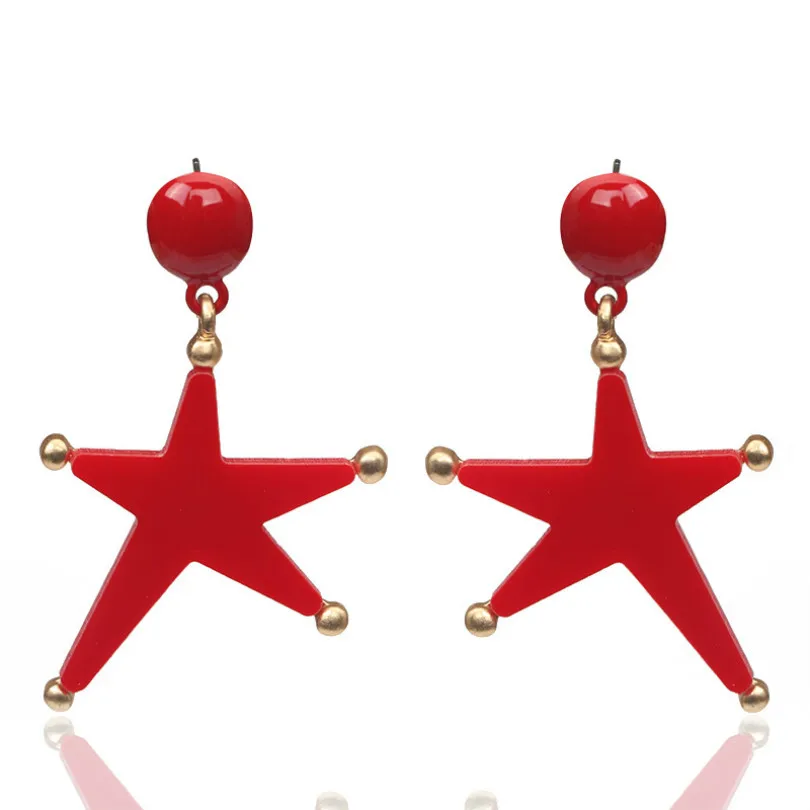 Модные ювелирные изделия крупные акриловые серьги женские с пентаграммой