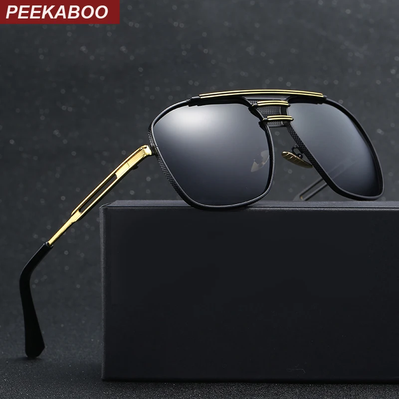 Мужские поляризационные солнцезащитные очки peekabo квадратные золотого и