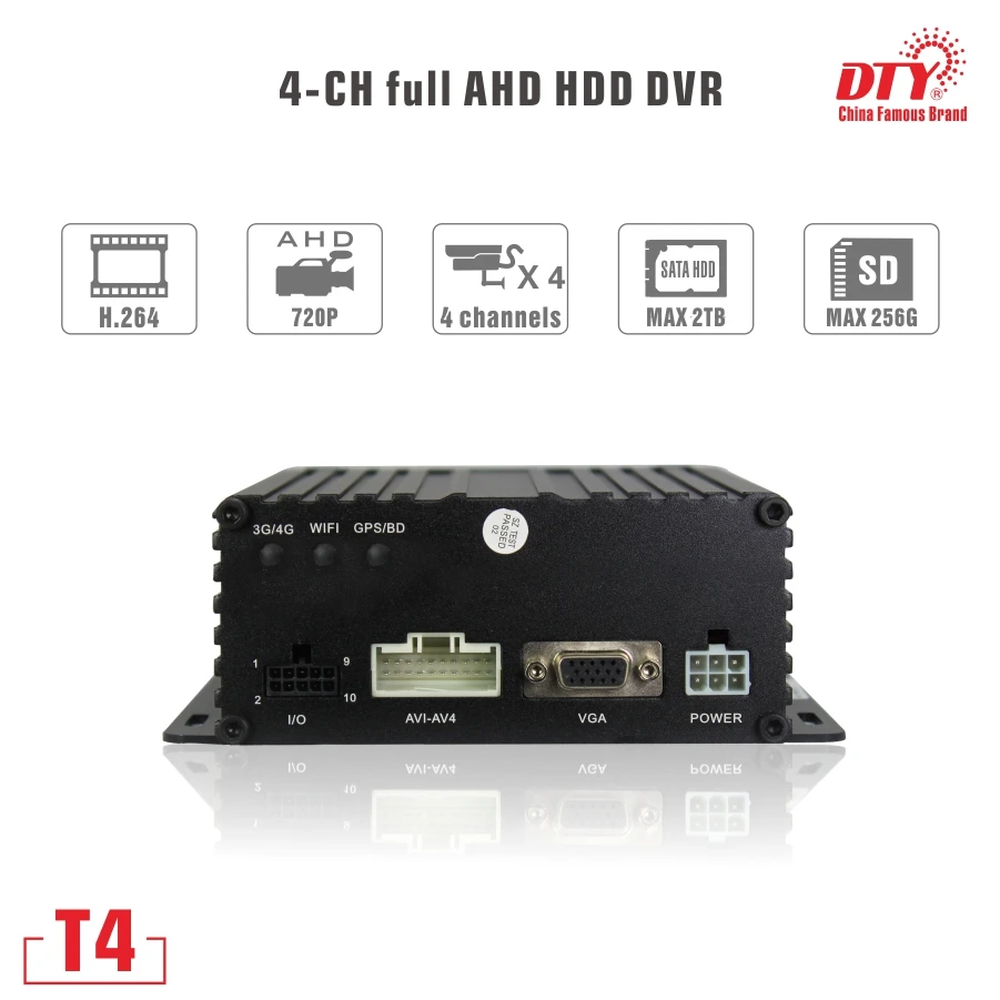 T4 (gps Wi Fi 4g) DTY высокопроизводительный 4ch 720p hdd и sd карта Мобильный dvr с gps wifi 4g для