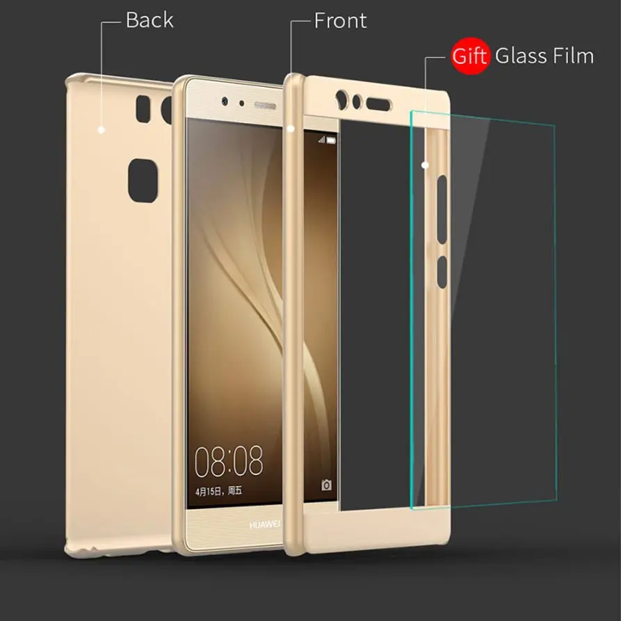 Защитная пленка для экрана + чехол 360 Huawei P20 Lite P9 P10 Plus ударопрочный чехол-бампер P8