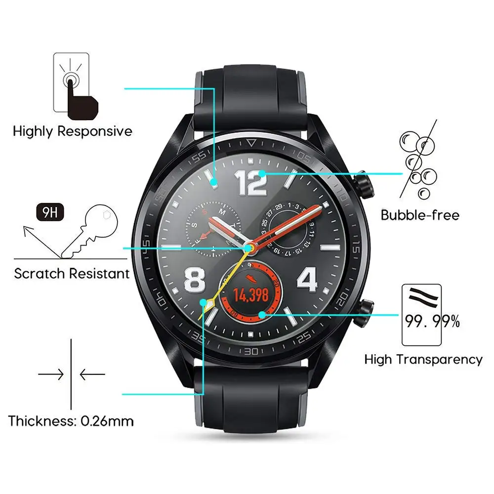 Eeglee Huawei watch gt active для GT Ремешок Браслет 9H HD Закаленное стекло Защитная пленка