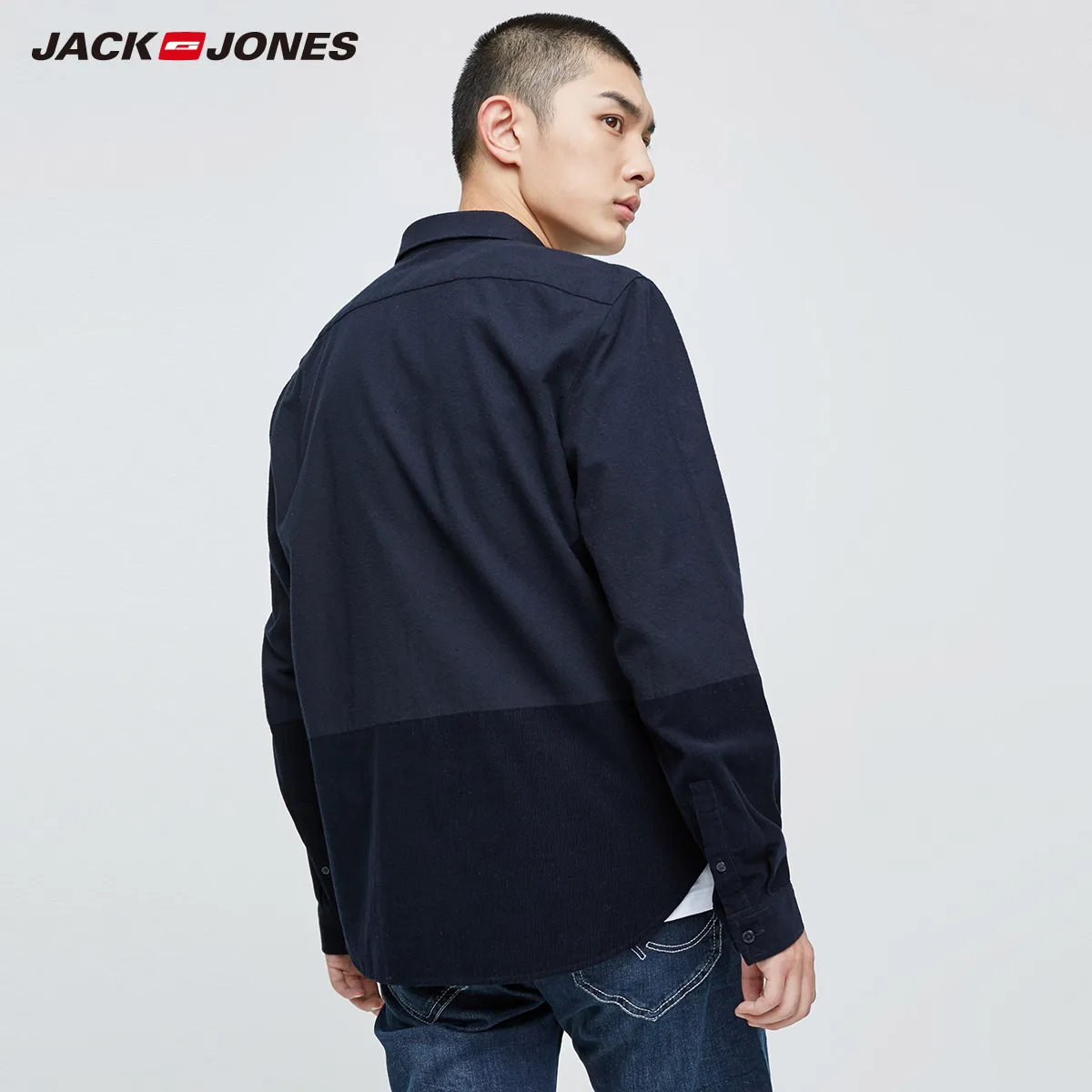 Jack Jones 2019 новые мужские рубашки Повседневная приталенная хлопковая рубашка с