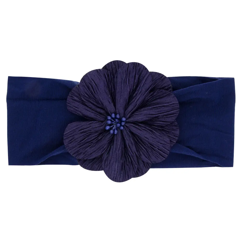 Wide Nylon Baby Headband Big Flower Headbands One Size Fits All Headwrap Newborn shower gift Infant Head Wrap HB378S | Детская одежда и