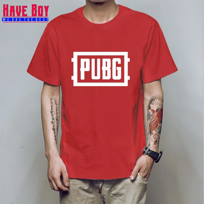 red white PUBG/игрок UNKNOWN'S BATTLEGROUNDS футболка подарок для фанатов игры мальчик друг подарок короткий рукав PUBG футболка S Горячая игра концепция HB166 - Цвет: red white